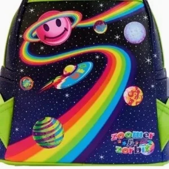 Loungefly Lisa Frank Cosmic Alien Ride Glow Mini Backpack And Wallet - Picture 5 of 8